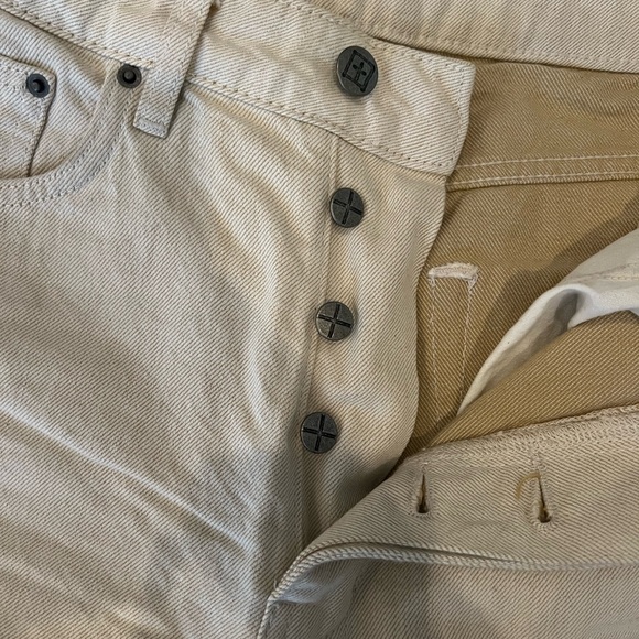 Ksubi Brooklyn Jean Mid Rise Straight Leg Denim Jeans Ecru Cream - Size 28 - Picture 4 of 7